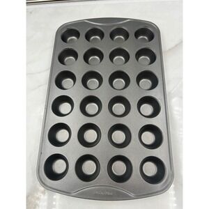 Oneida 24 Cup Mini Muffin Pan Non-Stick Steel Cupcake Baking Sheet Gray